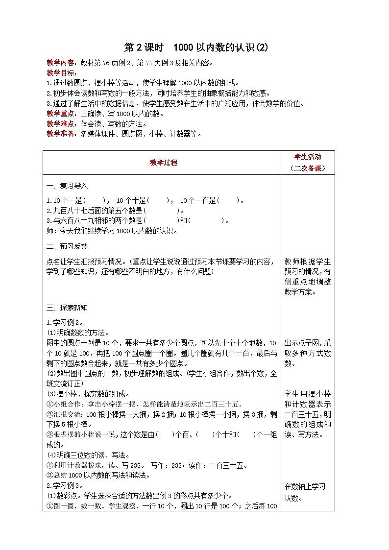 【2023最新插图】人教版数学二年级下册 7.2《1000以内数的组成和读写》课件（送教案+练习）01