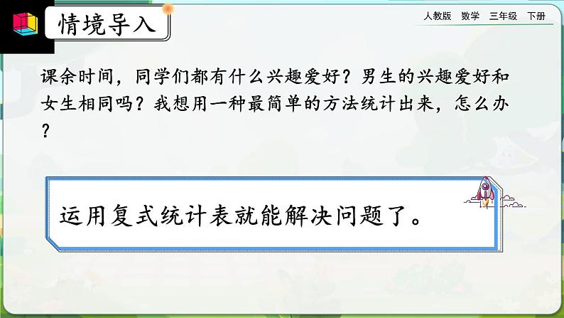 【2023最新插图】人教版数学三年级下册 9.7《复式统计表《搭配》课件（送教案+练习）02