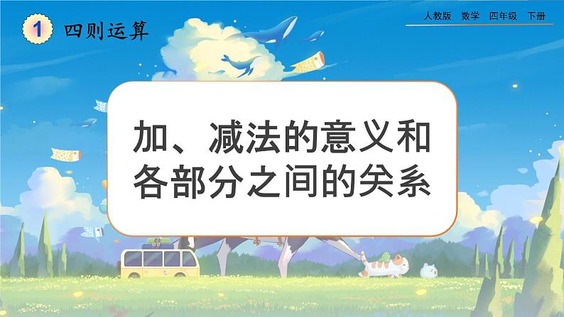 【2023最新插图】人教版数学四年级下册 1.1《加、减法的意义和各部分之间的关系》课件第1页