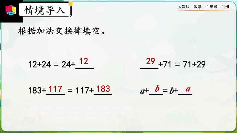 【2023最新插图】人教版数学四年级下册 3.6《乘法交换律》课件第2页