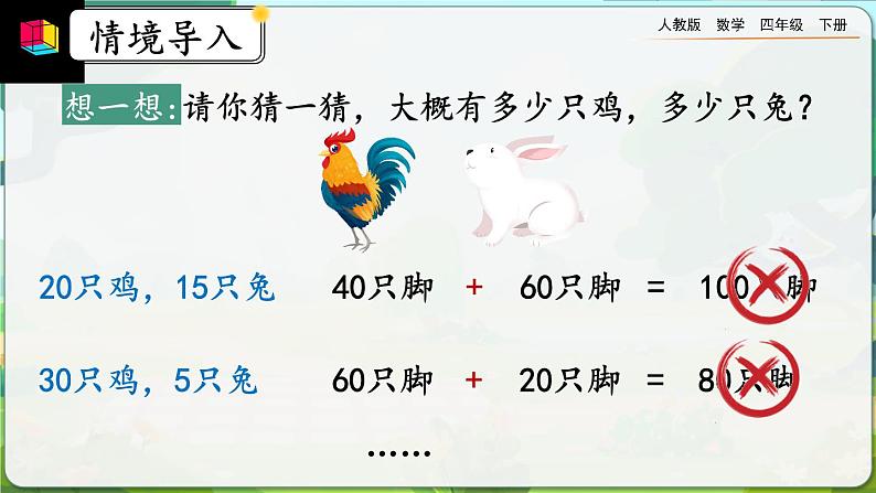 【2023最新插图】人教版数学四年级下册 9.1《鸡兔同笼》课件（送教案+练习）04