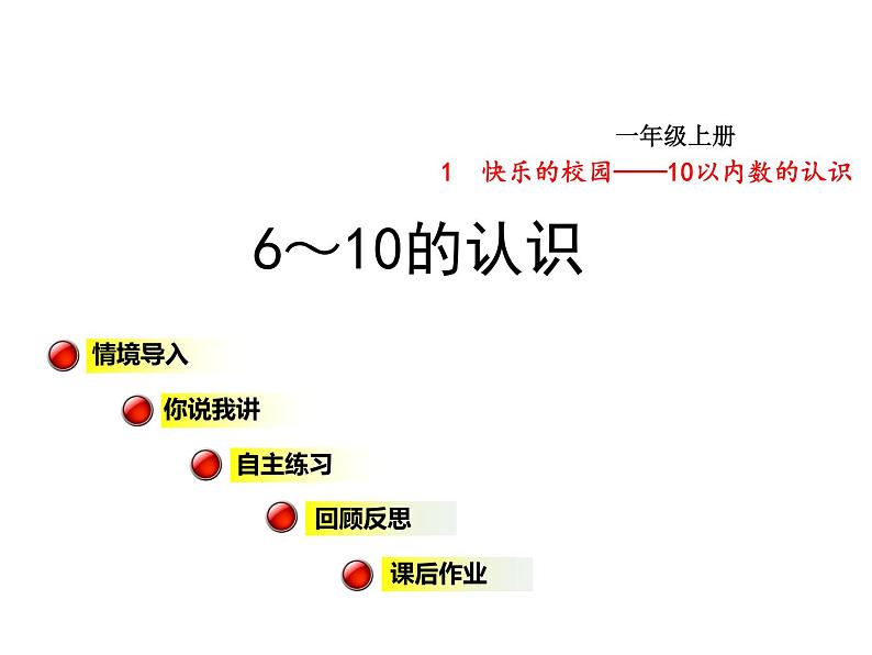 青岛版小学数学一年级上学期第1单元6～10的认识课件第1页