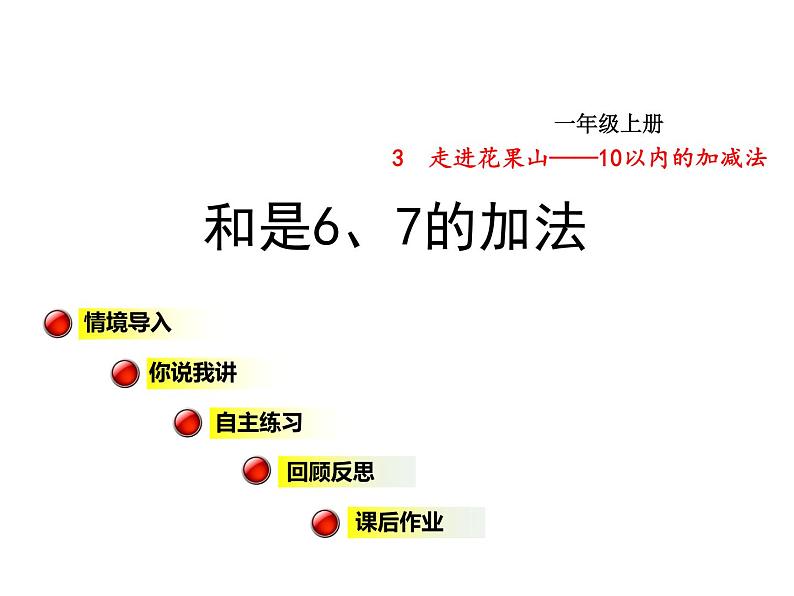 青岛版小学数学一年级上学期第3单元和是6、7的加法课件01