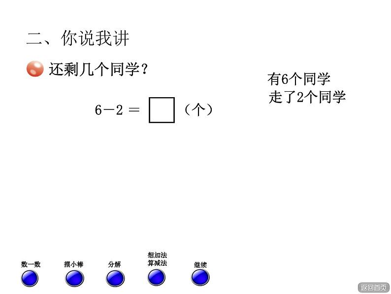 青岛版小学数学一年级上学期第3单元被减数是6、7的减法课件第4页