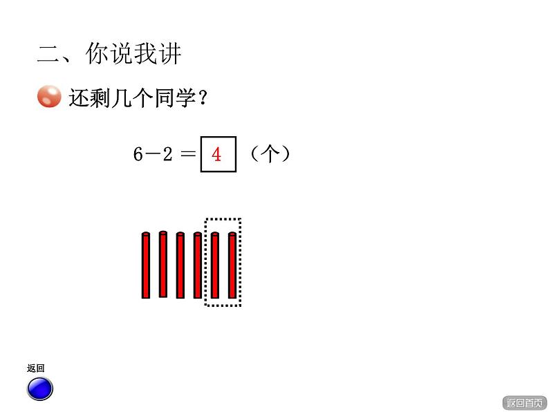 青岛版小学数学一年级上学期第3单元被减数是6、7的减法课件第6页