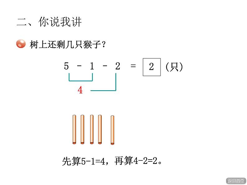 青岛版小学数学一年级上学期第3单元连减课件04