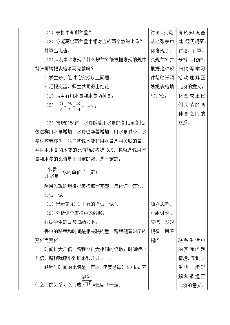 《正比例的意义》教学设计 （西师大版）02