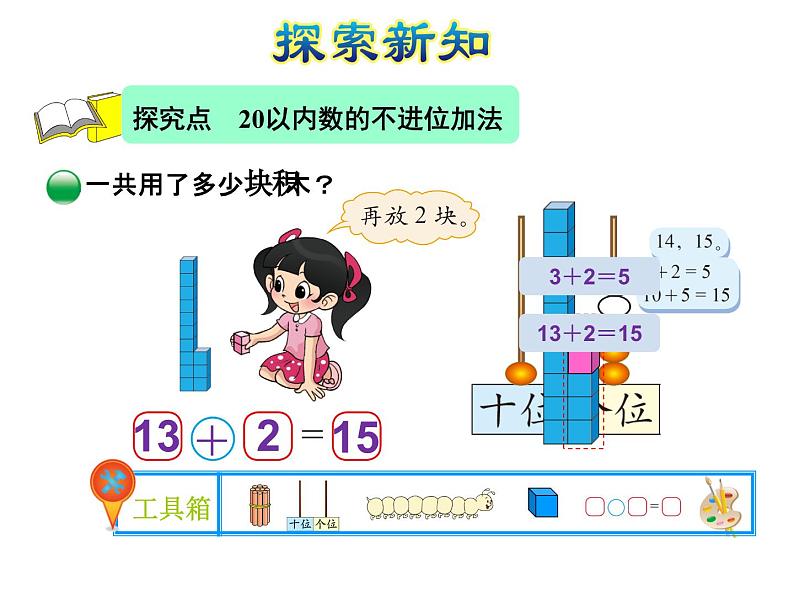 北师大版小学数学一年级上学期第7单元第2课时搭积木20以内的不进位加法和不退位减法课件04