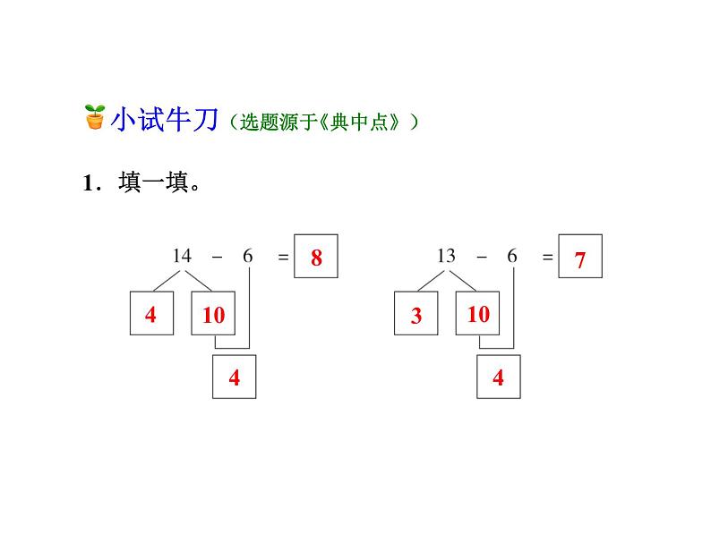 冀教版小学数学一年级上学期第9单元第3课时13~18减几的退位减法课件第7页