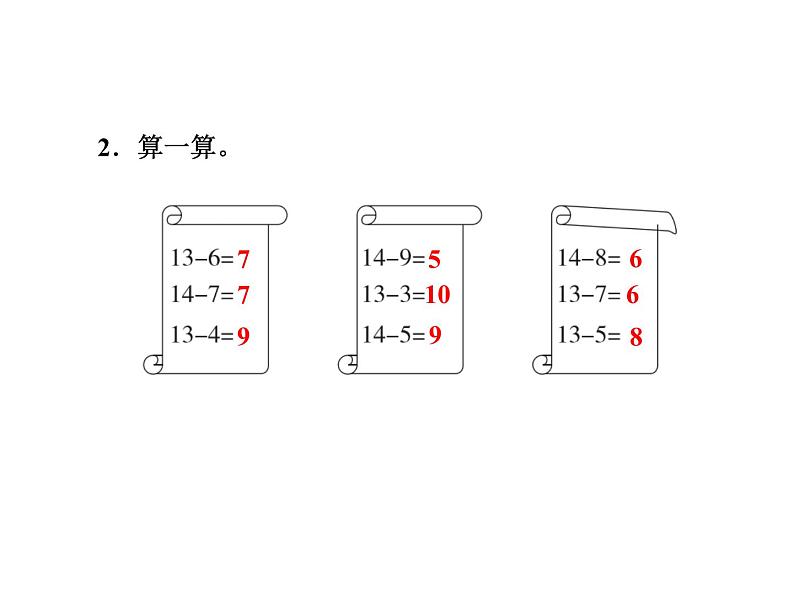 冀教版小学数学一年级上学期第9单元第3课时13~18减几的退位减法课件第8页