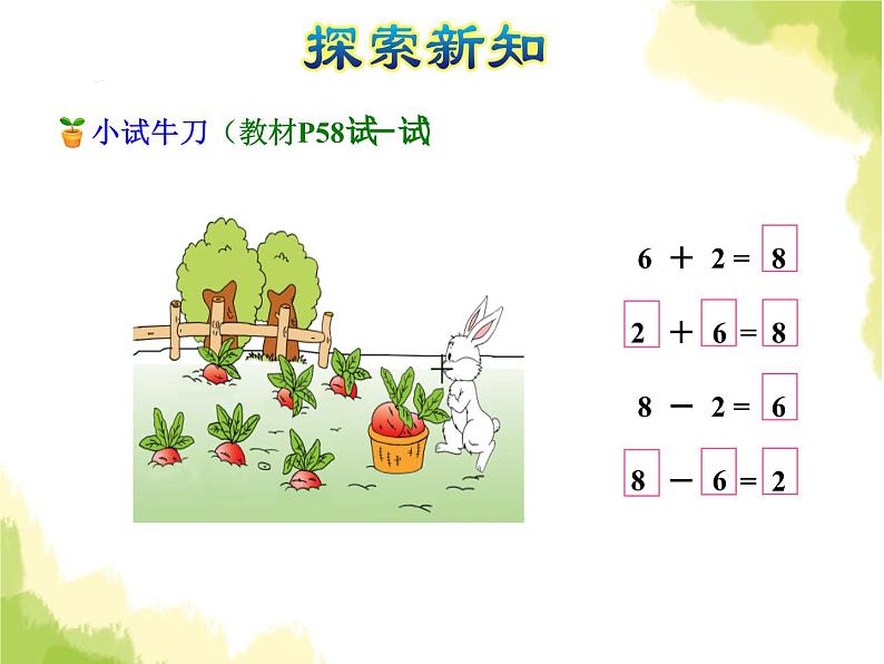 苏教版小学数学一年级上册第8单元第6课时和是8的加法、8减几课件05