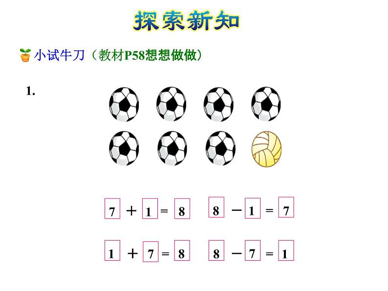 苏教版小学数学一年级上册第8单元第6课时和是8的加法、8减几课件06