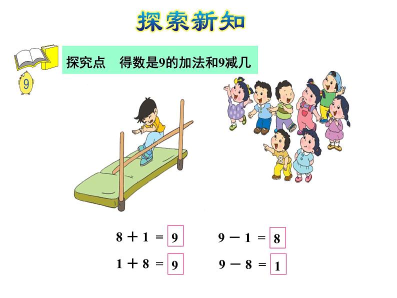 苏教版小学数学一年级上册第8单元第8课时和是9的加法、9减几课件04