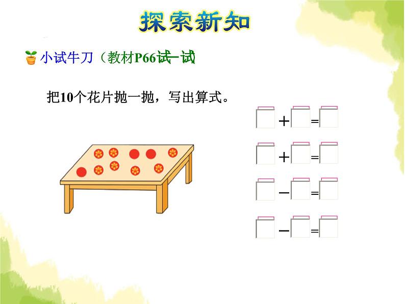 苏教版小学数学一年级上册第8单元第9课时和是10的加法、10减几课件第5页