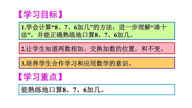 人教版小学数学一年级上册第8单元8、7、6加几（1）课件第2页