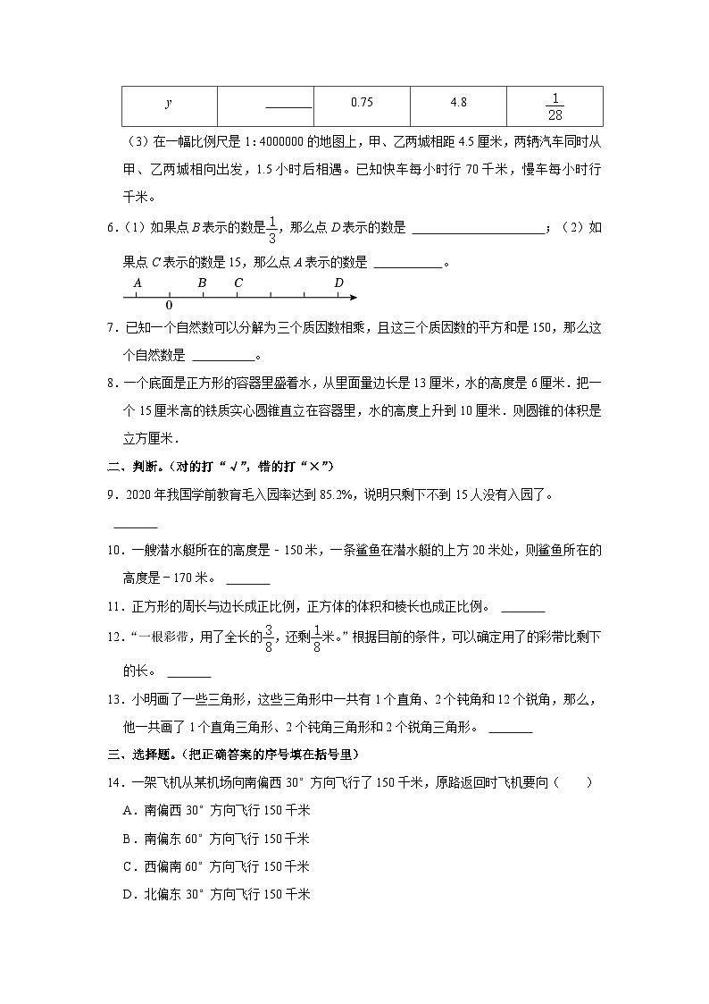 山西省太原市晋源区2022-2023学年六年级下学期期末数学试卷02