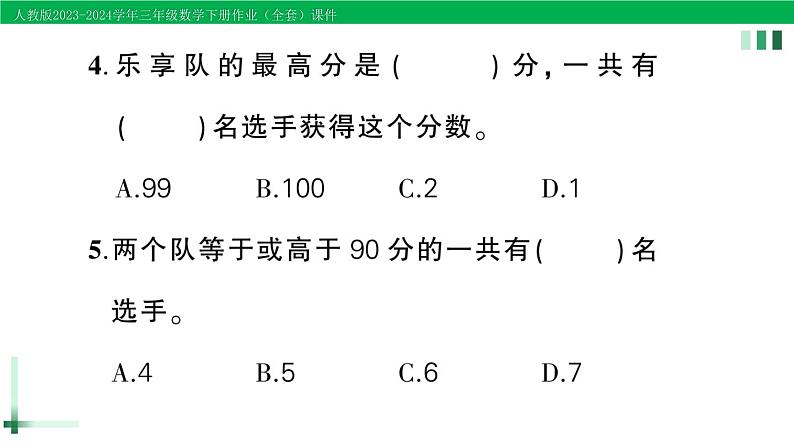 2023-2024学年三年级数学下册第3单元复式统计表单元综合训练作业课件新人教版第6页