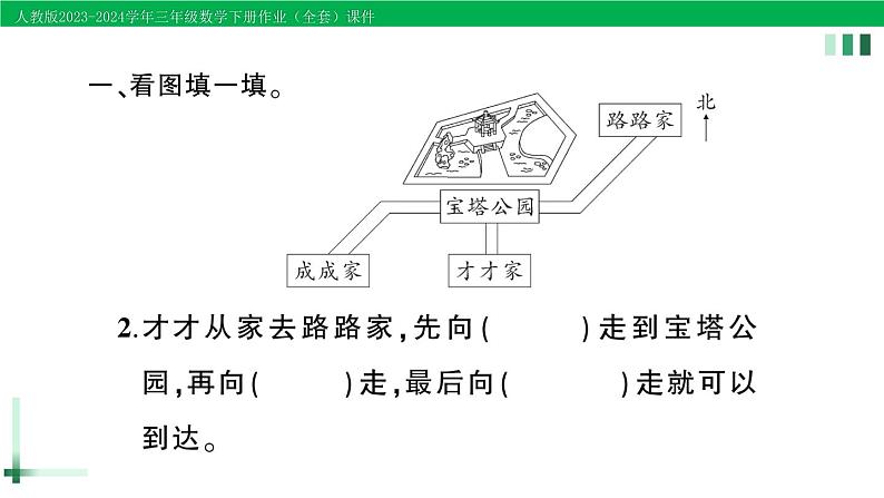 2023-2024学年三年级数学下册第1单元位置与方向(一)第4课时简单的路线图作业课件新人教版第3页