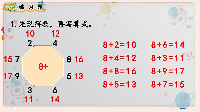 【最新教材插图】人教版小学一年级数学上册第八单元《练习二十一》精品课件第2页