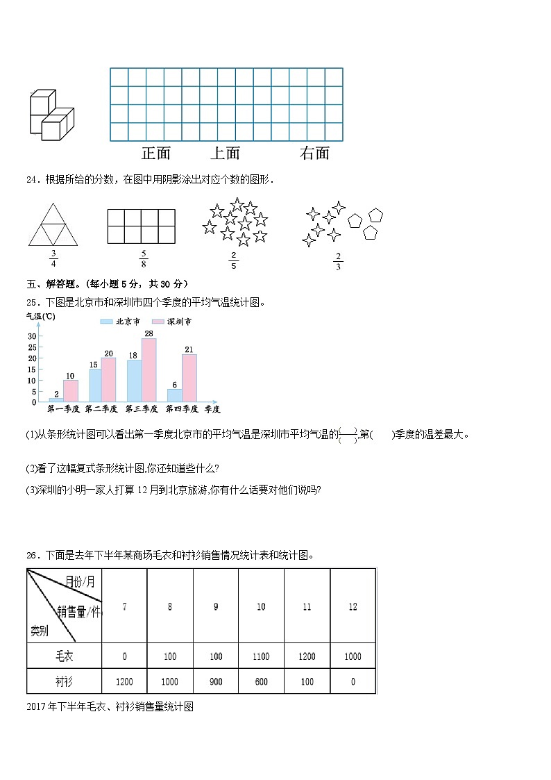 2022-2023学年丽江地区宁蒗彝族自治县五下数学期末考试试题含答案03