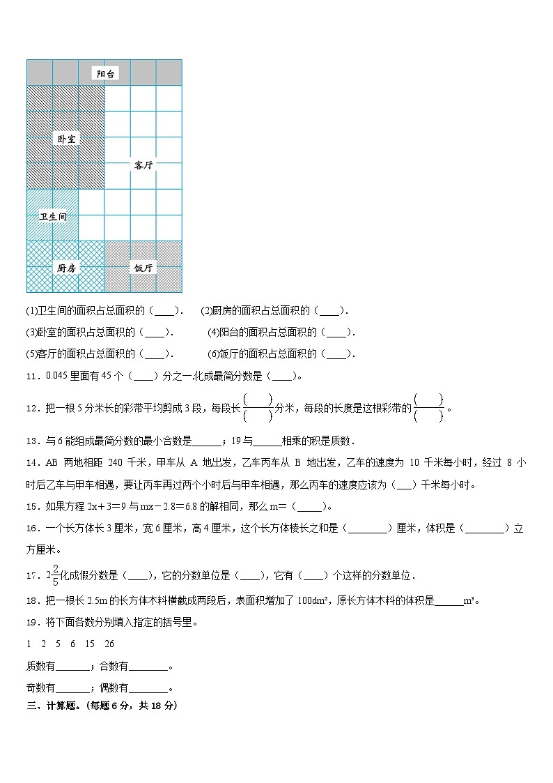 2022-2023学年兰州市七里河区数学五下期末达标检测试题含答案第2页