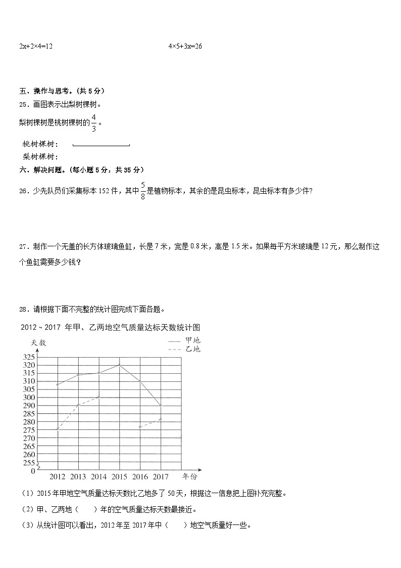 2022-2023学年内蒙古巴彦淖尔市数学五下期末质量跟踪监视模拟试题含答案第3页