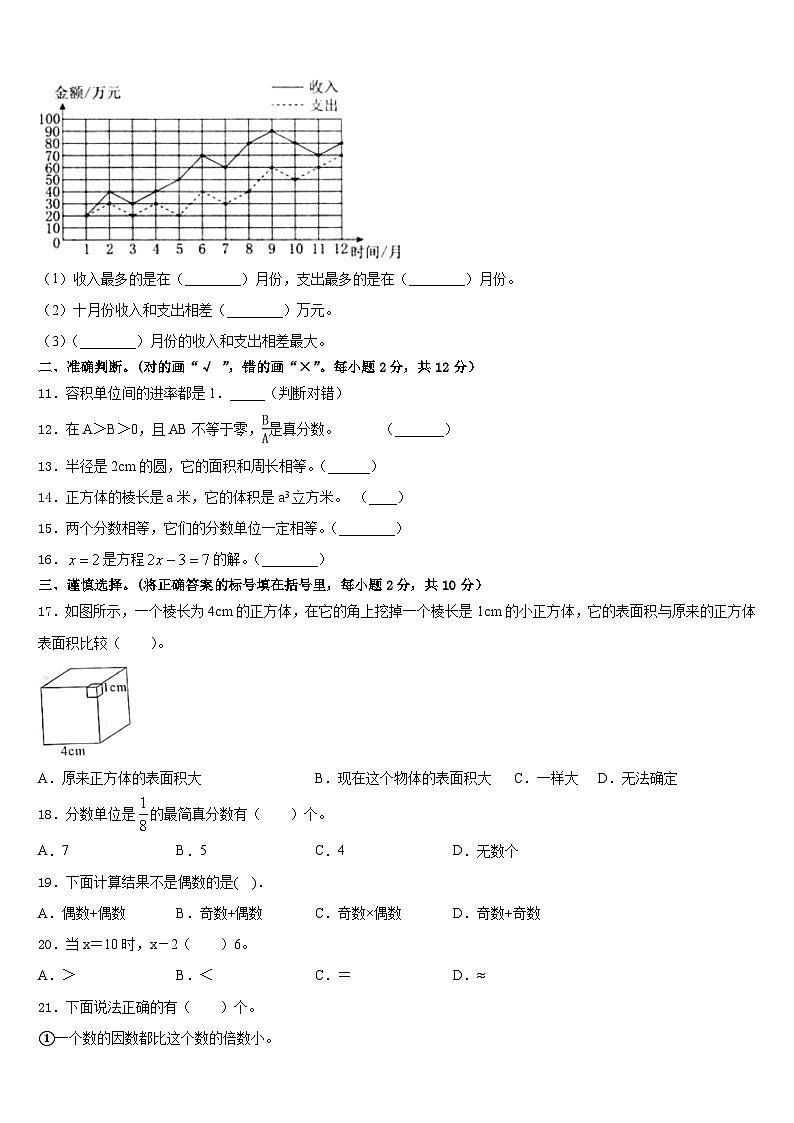 2022-2023学年凉城县五年级数学第二学期期末监测模拟试题含答案第2页