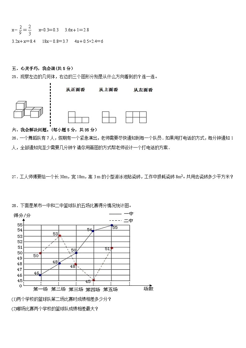 2022-2023学年同仁县数学五年级第二学期期末学业质量监测试题含答案第3页