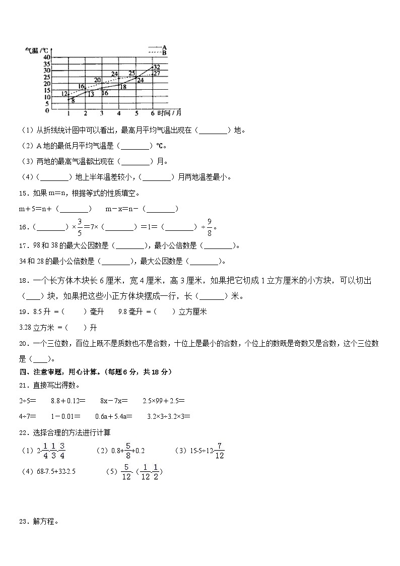 2022-2023学年四川省成都市天府新区五下数学期末复习检测试题含答案02