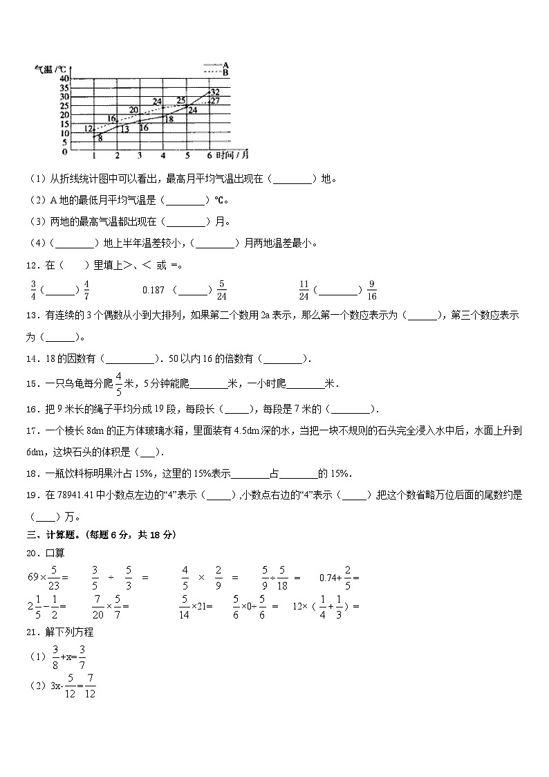 2022-2023学年天水市甘谷县五下数学期末学业质量监测模拟试题含答案第2页