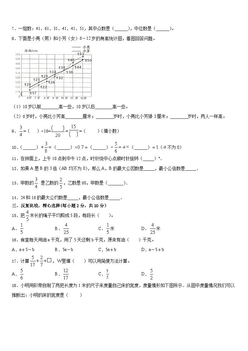 2022-2023学年安徽省池州市贵池区数学五下期末综合测试试题含答案第2页
