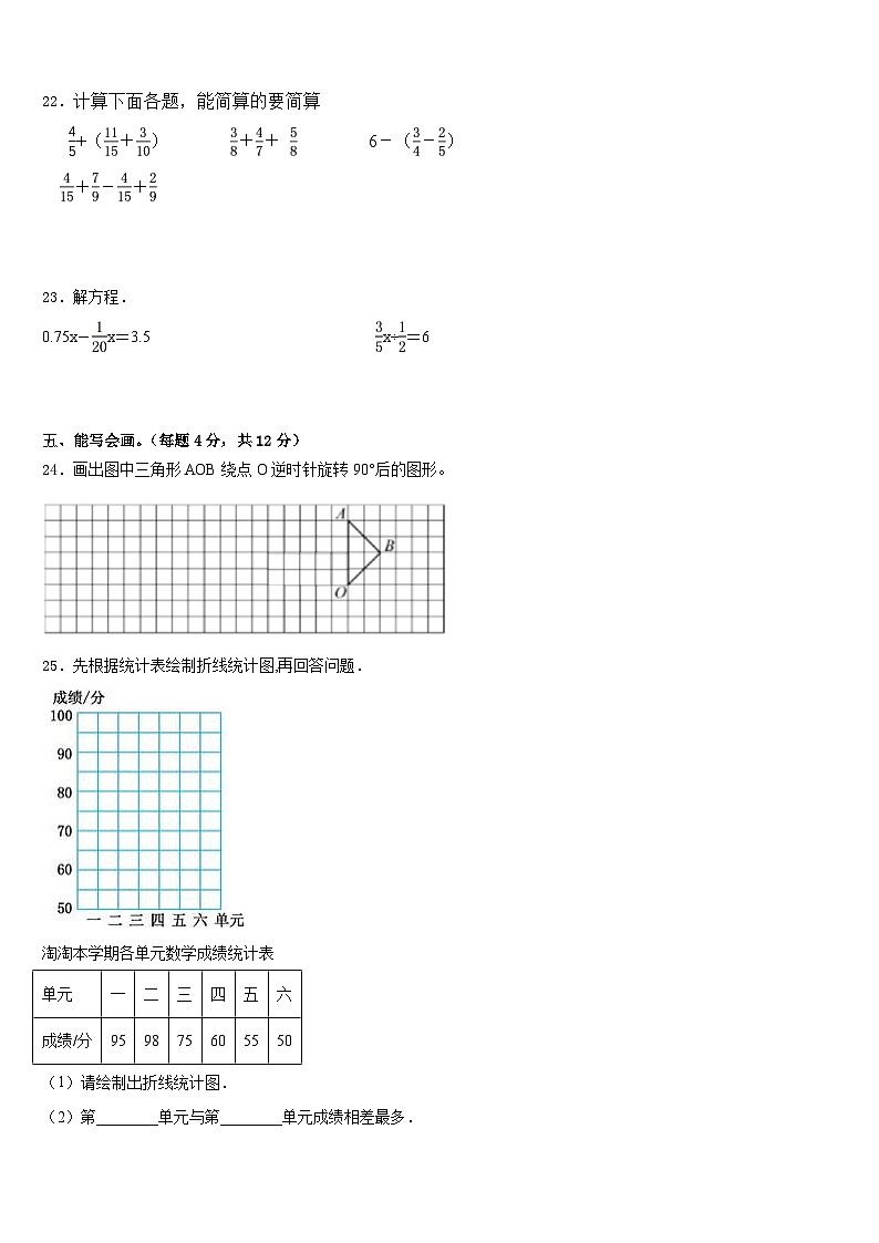 2022-2023学年宁波市鄞州区五年级数学第二学期期末调研试题含答案03