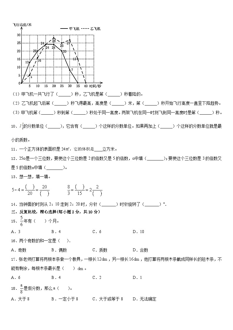2022-2023学年山东省德州市宁津县育新中学五年级数学第二学期期末考试试题含答案第2页