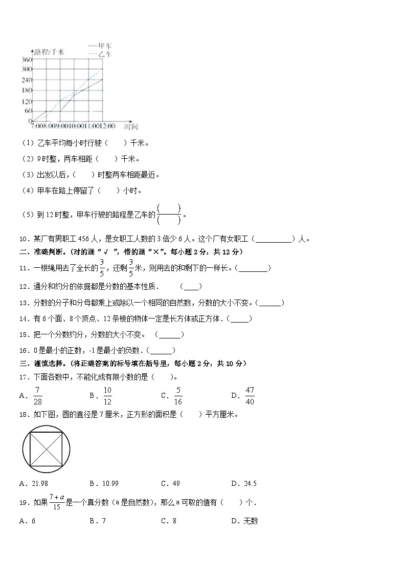 2022-2023学年山东省菏泽市菏泽经济技术开发区数学五下期末复习检测模拟试题含答案第2页
