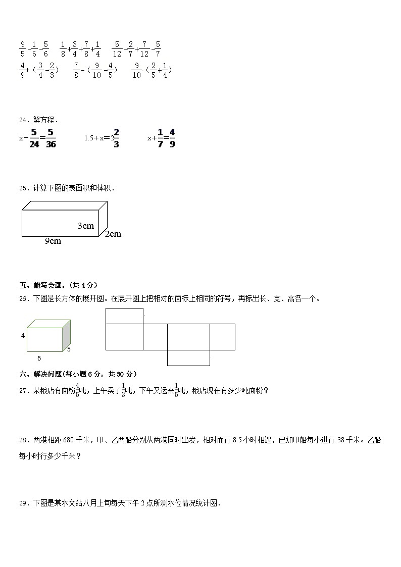 2022-2023学年山东省菏泽市牡丹区数学五下期末调研模拟试题含答案03