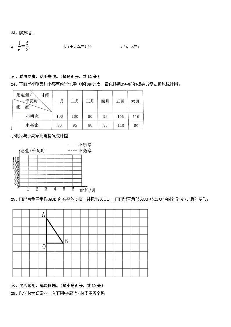2022-2023学年山西省吕梁地区孝义市五年级数学第二学期期末经典试题含答案03