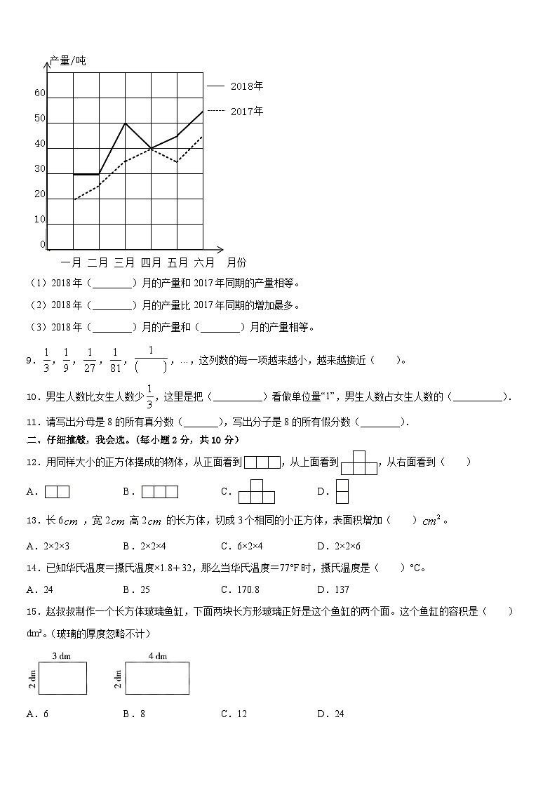 2022-2023学年山西省吕梁市兴县五年级数学第二学期期末达标测试试题含答案第2页
