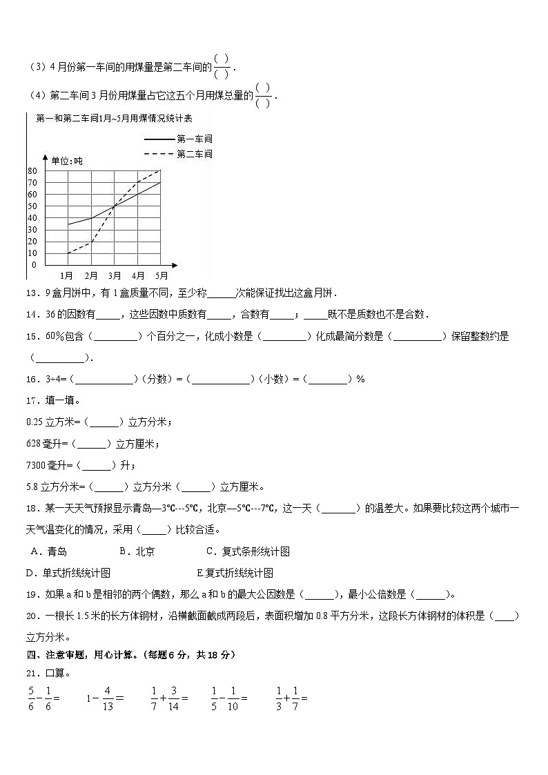2022-2023学年山西省朔州市山阴县五年级数学第二学期期末监测试题含答案第2页