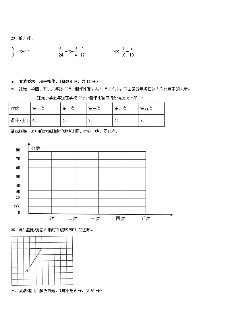 2022-2023学年平顶山市石龙区数学五年级第二学期期末统考试题含答案03