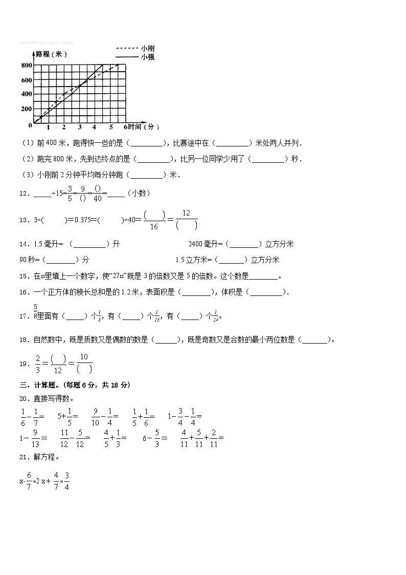 2022-2023学年四川省甘孜藏族自治州道孚县五下数学期末统考模拟试题含答案第2页
