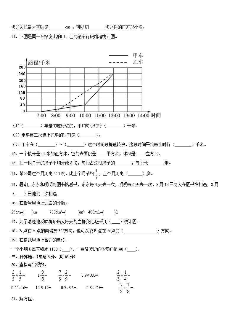 2022-2023学年四川省甘孜藏族自治州数学五下期末调研试题含答案第2页