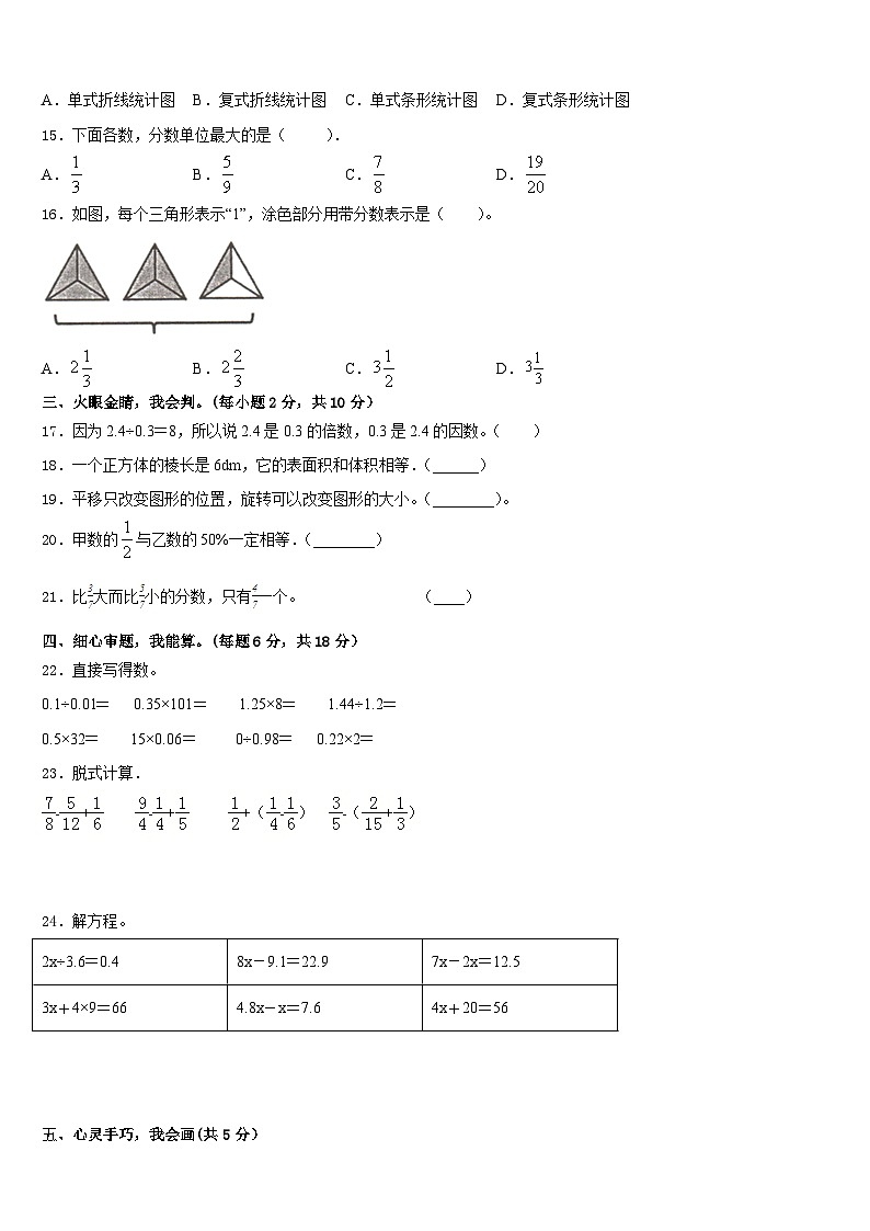 2022-2023学年四川省遂宁市船山区数学五下期末调研模拟试题含答案第2页