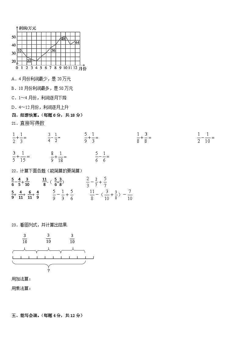 2022-2023学年山东省滨州市邹平市五年级数学第二学期期末学业水平测试模拟试题含答案第3页