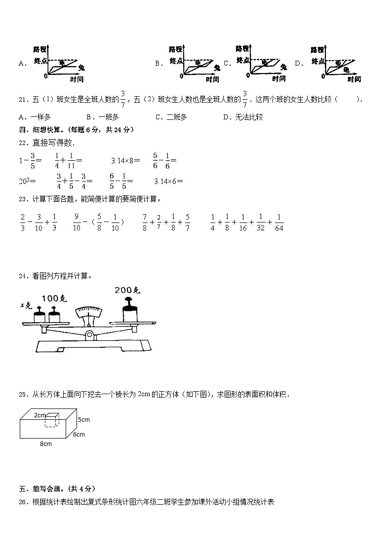 2022-2023学年巴音郭楞蒙古自治州和硕县五年级数学第二学期期末学业水平测试模拟试题含答案第3页