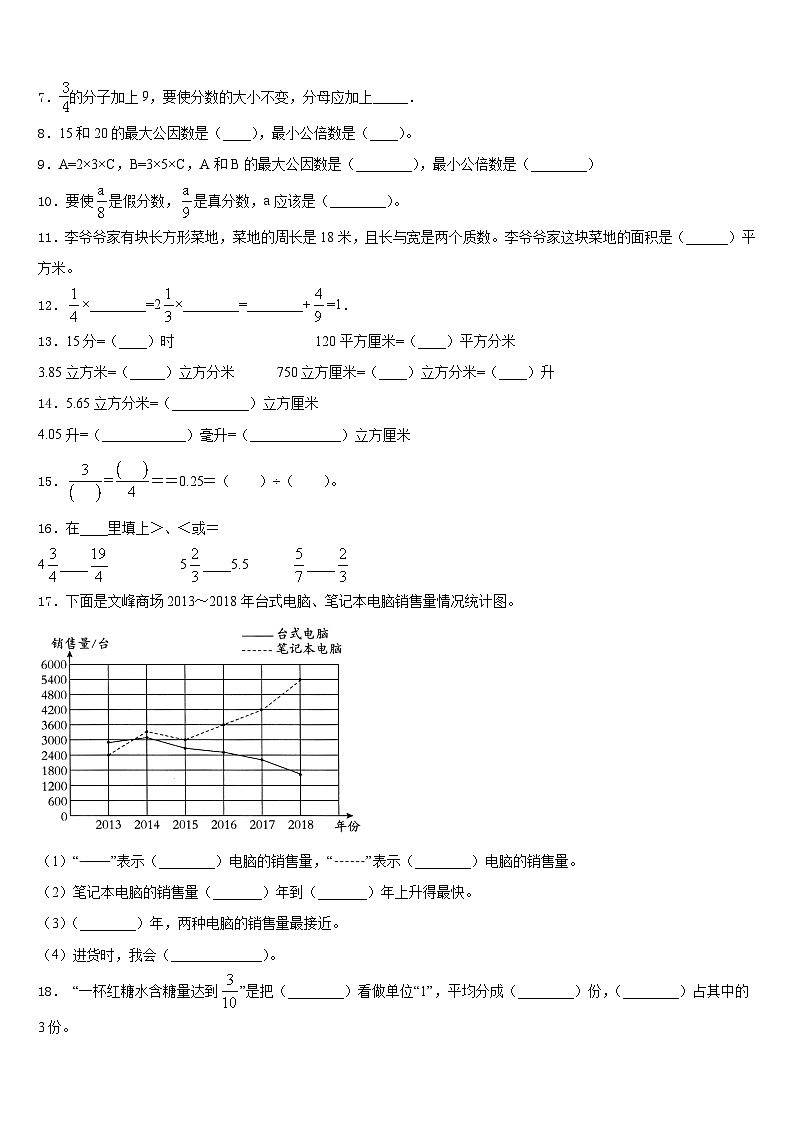 2022-2023学年广西壮族百色市德保县五年级数学第二学期期末达标测试试题含答案02
