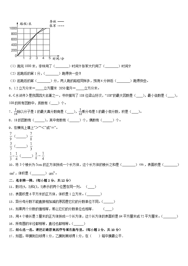2022-2023学年当阳市五年级数学第二学期期末统考试题含答案第2页