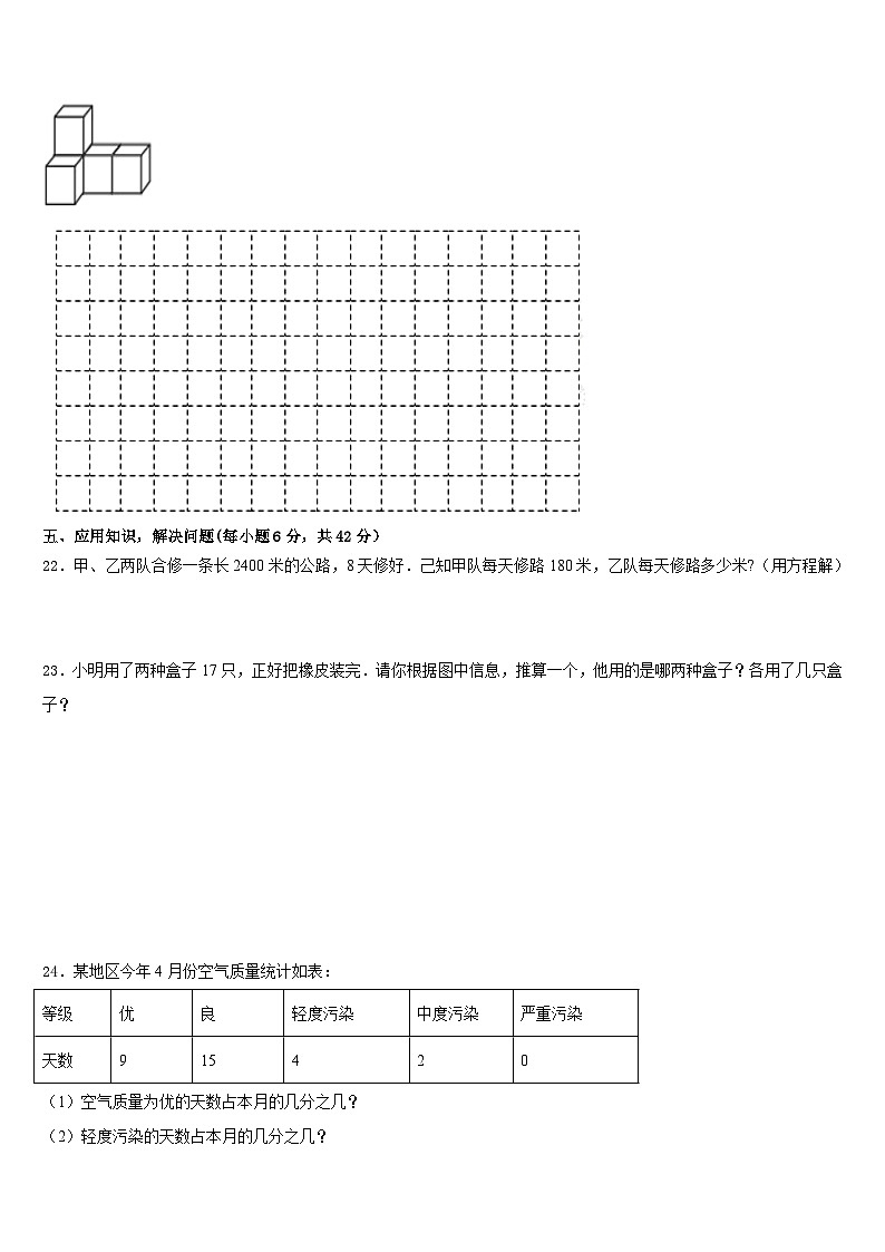2022-2023学年庆阳市庆阳县数学五年级第二学期期末调研模拟试题含答案03