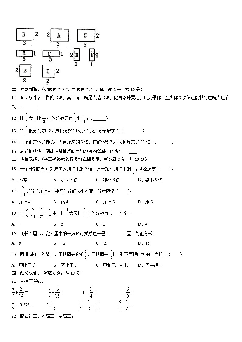 2022-2023学年惠来县五年级数学第二学期期末统考模拟试题含答案02