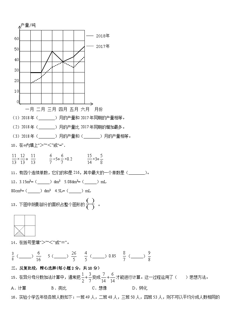 2022-2023学年新疆哈密地区数学五年级第二学期期末学业质量监测模拟试题含答案第2页