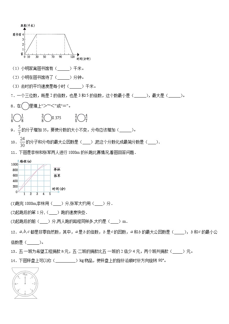 2022-2023学年晋中市昔阳县五下数学期末复习检测模拟试题含答案第2页